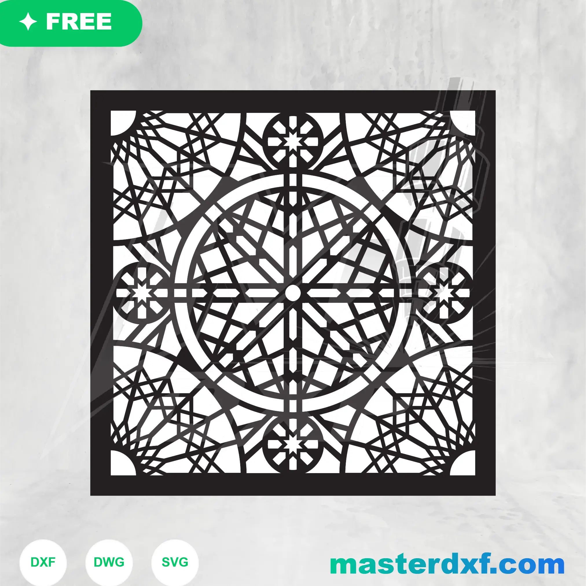 Intricate Islamic Geometric Star Mandala Square Panel Vector DXF File
